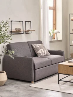 LYSTRUPCanapé convertible LYSTRUP 2 places tissu gris foncé