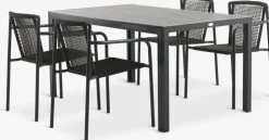 MADERUP + KRISTIANSTADMADERUP L150 table noir + 4 KRISTIANSTAD chaises vert