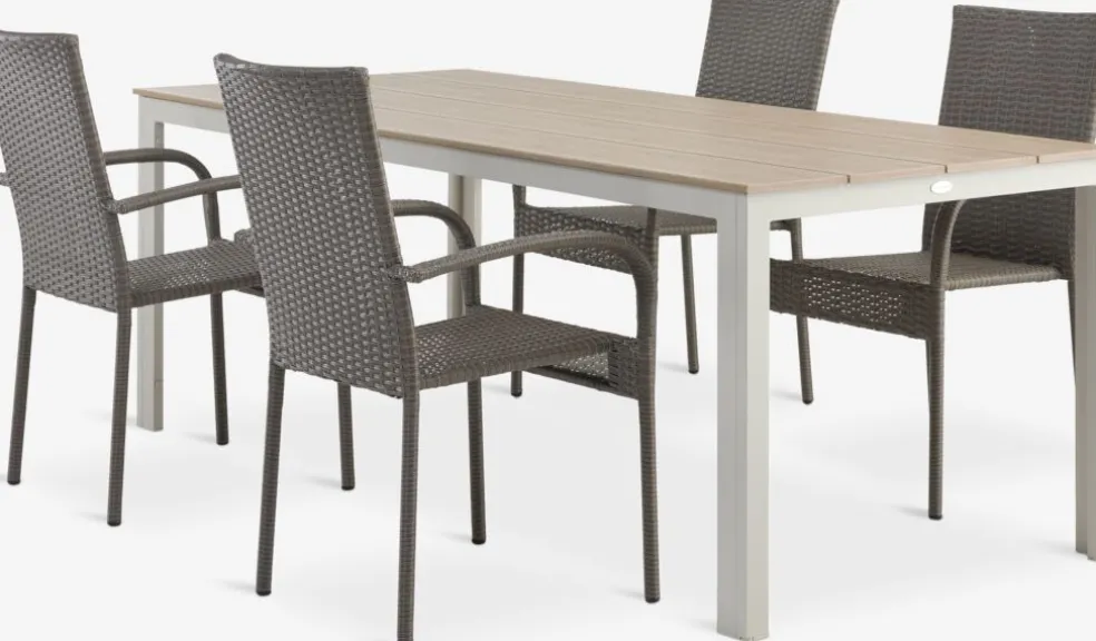 MARIELYST + GUDHJEMMARIELYST L205 table beige + 4 GUDHJEM chaises naturel