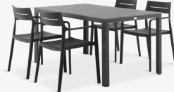 MARIELYST + INGSTRUPMARIELYST L205 table gris + 4 INGSTRUP chaises noir