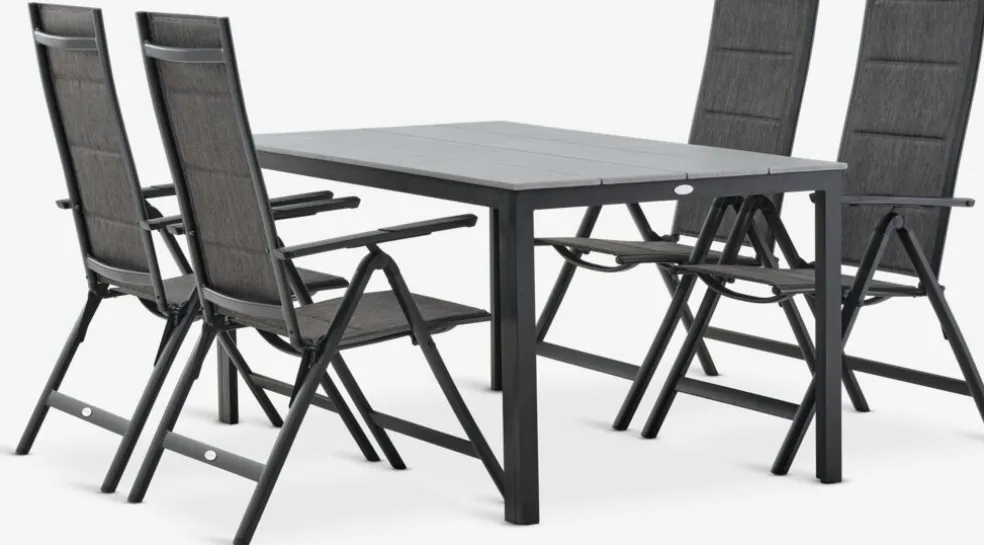 MARIELYST + MYSENMARIELYST L150 table + 4 MYSEN chaises gris