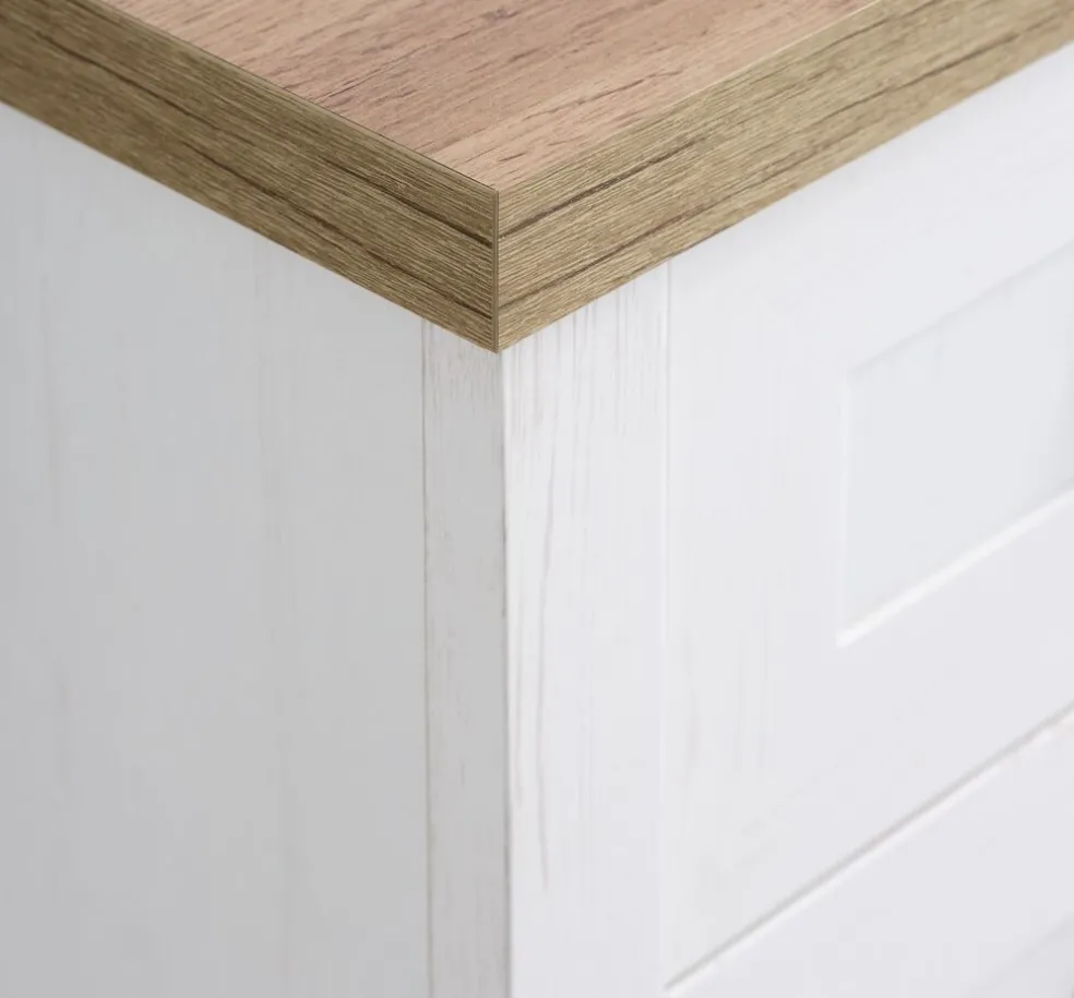 MARKSKELCommode 4 tiroirs 1 porte MARKSKEL blanc/coloris chêne nat.