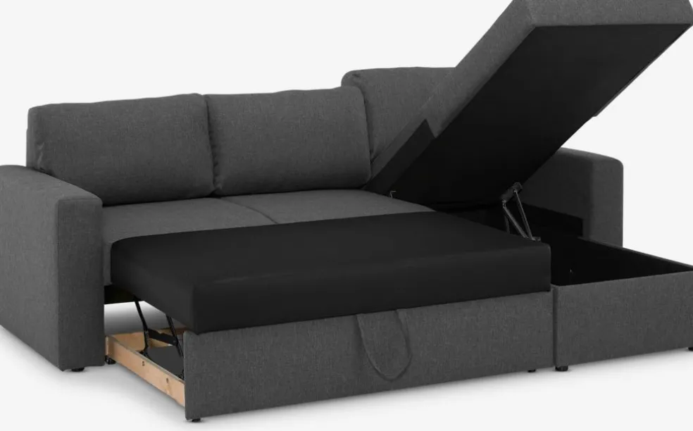MARSLEVCanapé convertible avec méridienne MARSLEV tissu gris foncé