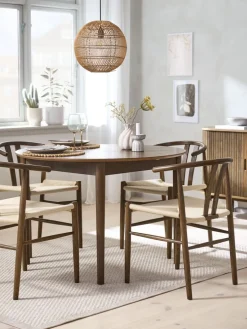 MARSTRAND + GUDERUPMARSTRAND Ø110 table chêne foncé + 4 GUDERUP chaises ch. f.