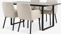 MOSELUND + SOTTRUPMOSELUND L180 table céramique + 4 SOTTRUP chaises beige/noir