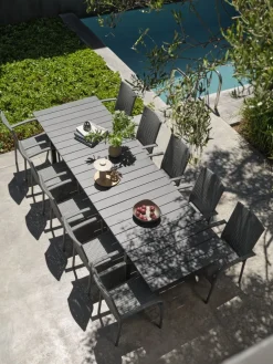 MOSS + GUDHJEMMOSS L214/315 table + 4 GUDHJEM chaises gris