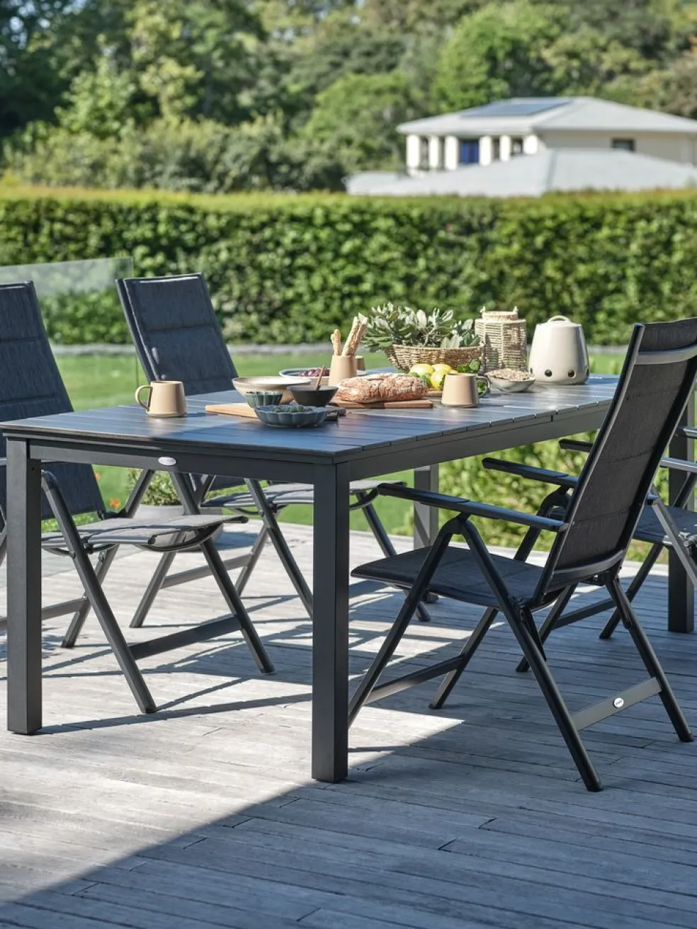 MOSS + MYSENMOSS L214/315 table + 4 MYSEN chaises gris