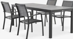 MOSS + STRANDBYMOSS L214/315 table + 4 STRANDBY chaises gris