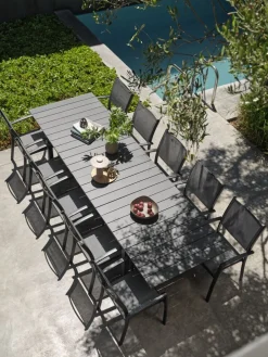 MOSS + STRANDBYMOSS L214/315 table + 4 STRANDBY chaises gris