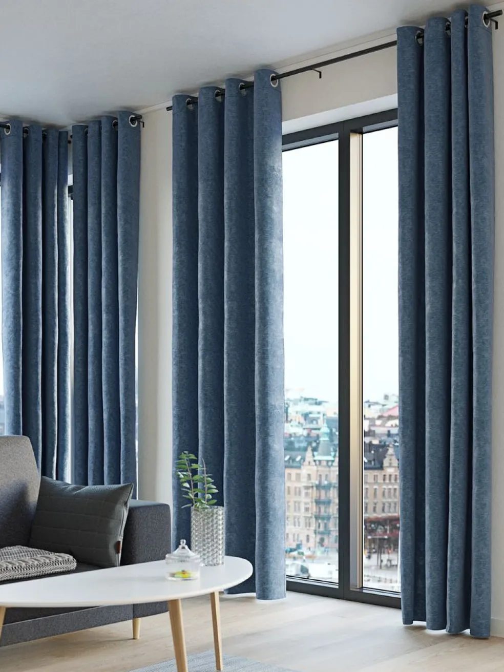 NESVATNRideau NESVATN 1x140x300 chenille bleu marine