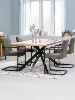 NORTOFT + ESPENORTOFT L200 table coloris chêne + 4 ESPE chaises olive/noir