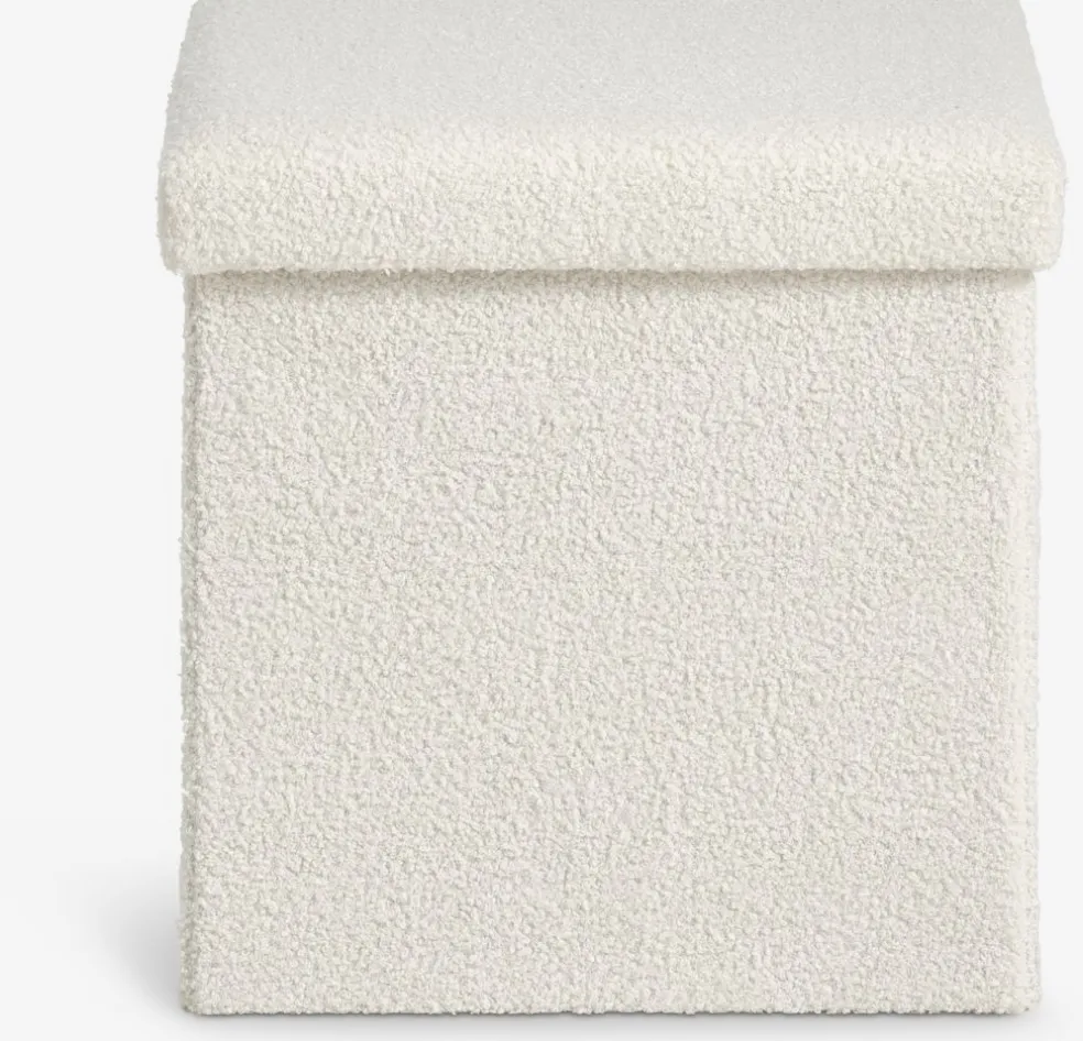 NYSTEDPouf NYSTED 38x38 a/rangement tissu teddy blanc cassé