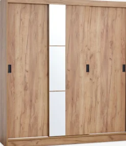 ODDERArmoire ODDER 179x201 a/miroir coloris chêne naturel