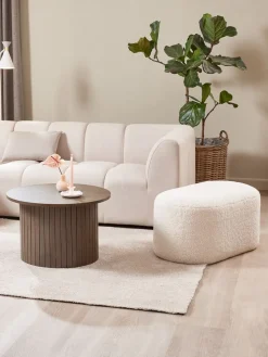 OREBOPouf OREBO 84x45 tissu teddy blanc cassé