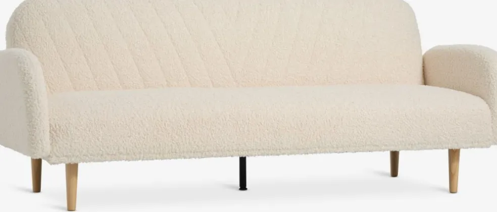 PARADISCanapé convertible PARADIS tissu teddy blanc cassé/colo. ch.