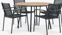 RANGSTRUP + NABERANGSTRUP Ø110 table naturel/noir + 4 NABE chaises empil. n.