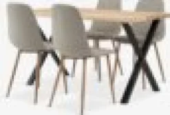 ROSLEV + BISTRUPROSLEV L200 table chêne naturel + 4 BISTRUP chaises sable