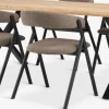 ROSLEV + HINDEVADROSLEV L200 table chêne naturel + 4 HINDEVAD chaises brun c.