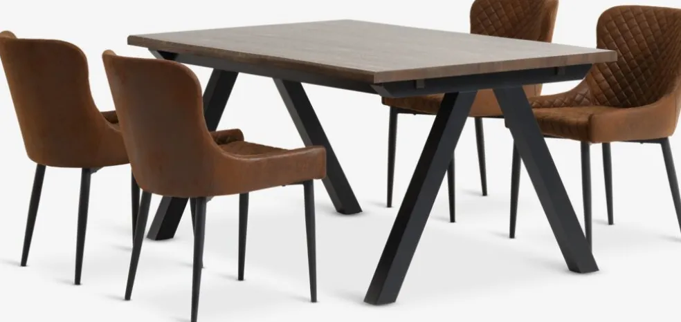 SANDBY + PEBRINGESANDBY L160 table chêne foncé + 4 PEBRINGE chaises brun/noir