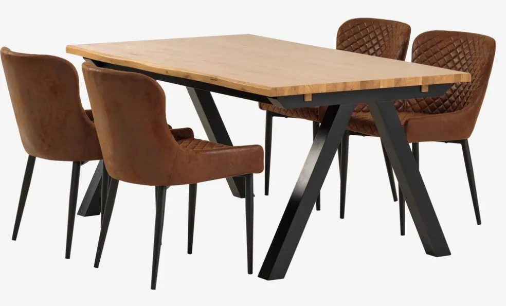 SANDBY + PEBRINGESANDBY L160 table ch. naturel + 4 PEBRINGE chaises brun/noir