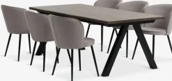 SANDBY + RISSKOVSANDBY L210 table chêne foncé + 4 RISSKOV chaises gris clair