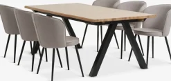 SANDBY + RISSKOVSANDBY L210 table chêne naturel + 4 RISSKOV chaises gris c.