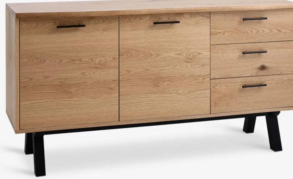 SANDBYBuffet SANDBY 2 portes 3 tiroirs chêne naturel/noir