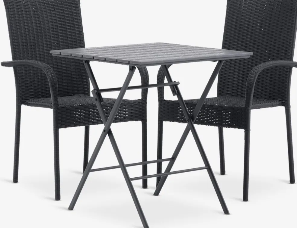 SANDVIKA + GUDHJEMSANDVIKA L65 table + 2 GUDHJEM chaises noir