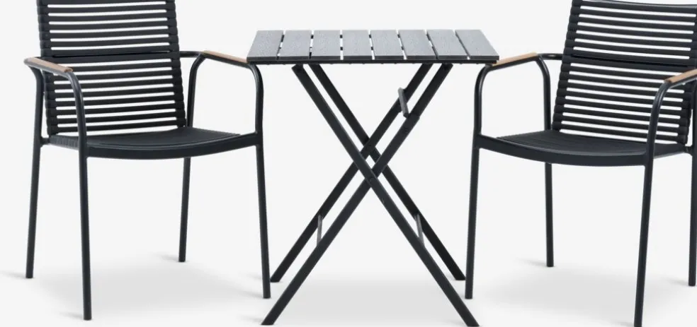 SANDVIKA + NABESANDVIKA L65 table + 2 NABE chaises noir