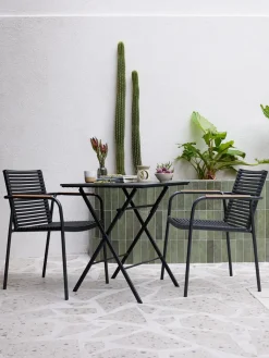 SANDVIKA + NABESANDVIKA L65 table + 2 NABE chaises noir