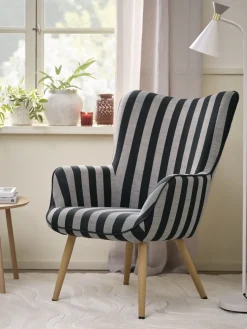 SIMESTEDFauteuil SIMESTED rayures tissu noir/beige