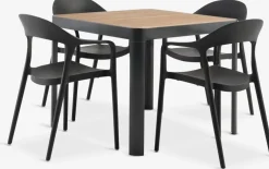 SIRDAL + NANNESTADSIRDAL L91 table eucalyptus + 4 NANNESTAD chaises gris foncé