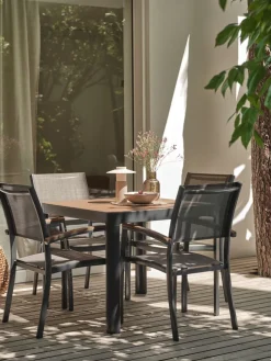 SIRDAL + SIRDALSIRDAL L91 table bois dur + 4 SIRDAL chaises gris