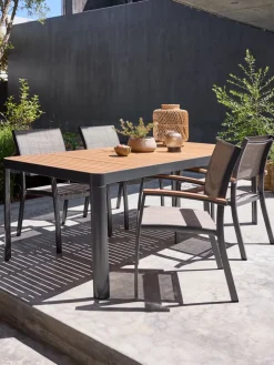 SIRDAL + SIRDALSIRDAL L211 table eucalyptus + 4 SIRDAL chaises gris