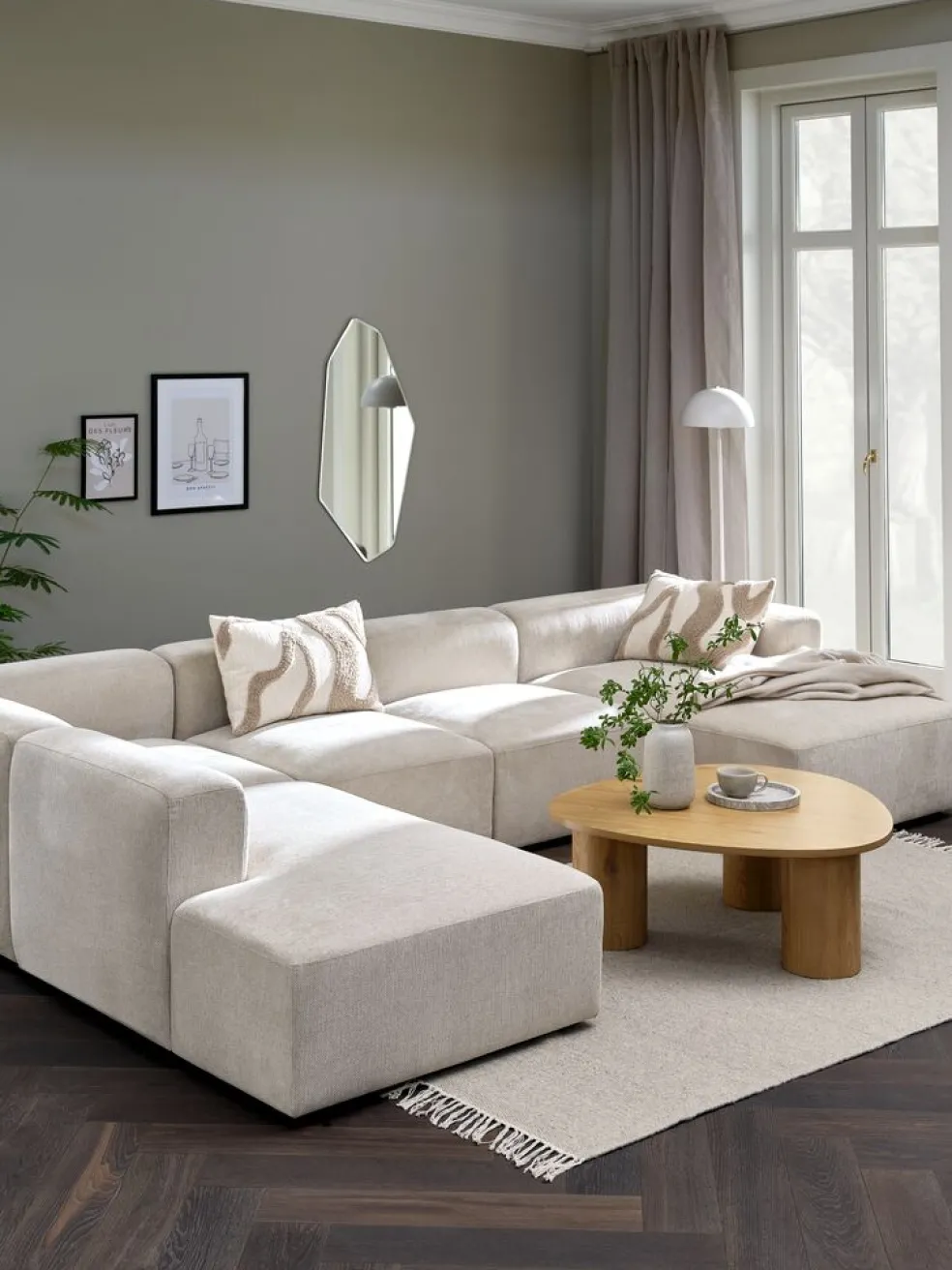 SKEJBYCanapé modulable SKEJBY 5pers. méridenne/extrémité beige