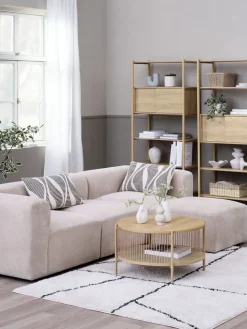 SKEJBYCanapé modulable SKEJBY 3 personnes a/pouf tissu beige