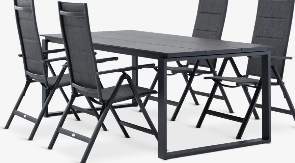 SONNERUP + MYSENSONNERUP L215 table + 4 MYSEN chaises gris