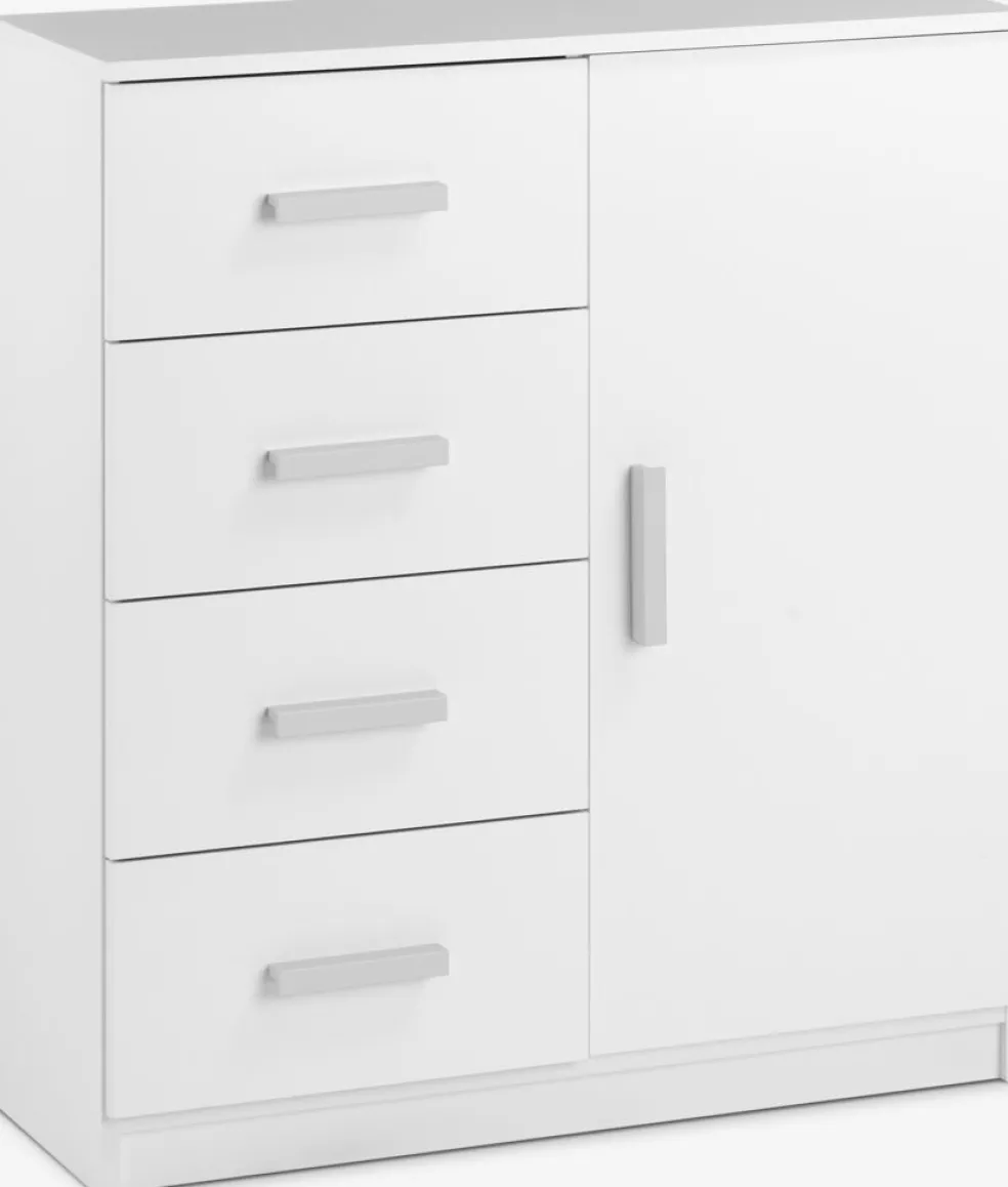TAPDRUPCommode 4 tiroirs 1 porte TAPDRUP blanc
