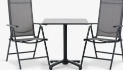 TIPMOSE + MELLBYTIPMOSE L70 table gris + 2 MELLBY chaises noir