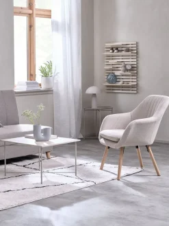UDSBJERGFauteuil UDSBJERG tissu beige/chêne