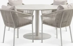 VAMDRUP + GILJAVAMDRUP Ø120 table + 4 GILJA chaises beige