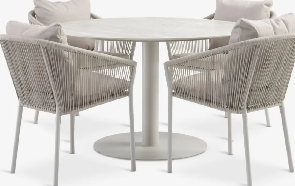 VAMDRUP + GILJAVAMDRUP Ø120 table + 4 GILJA chaises beige