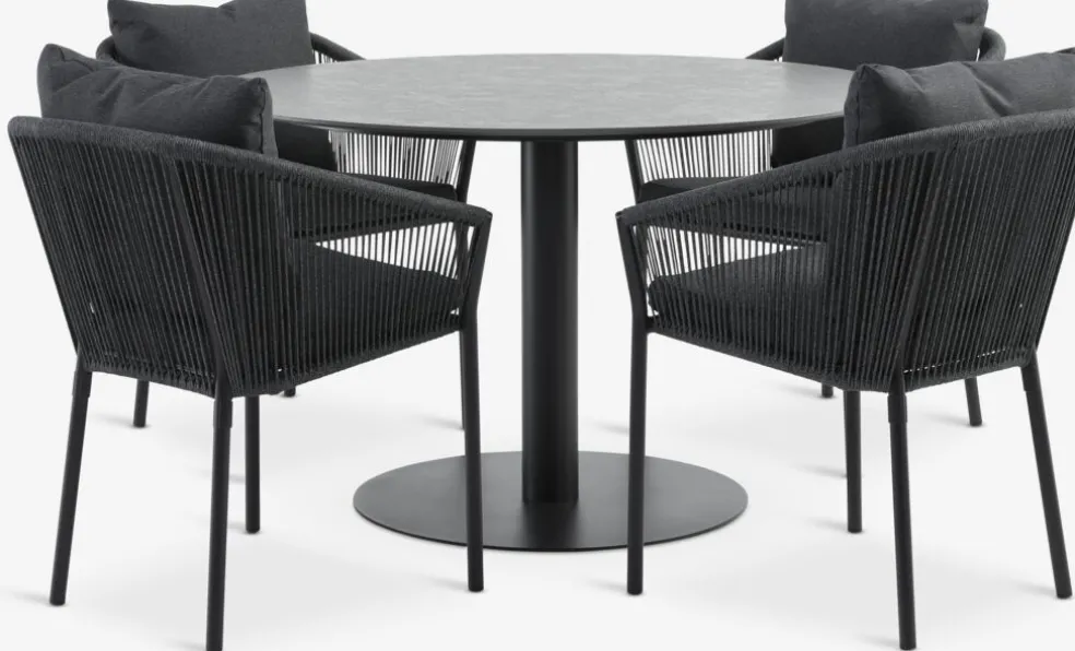 VAMDRUP + GILJAVAMDRUP Ø120 table + 4 GILJA chaises gris