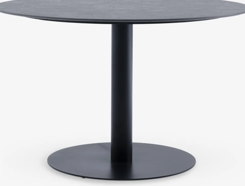 VAMDRUP + INGSTRUPVAMDRUP Ø120 table gris + 4 INGSTRUP chaises noir