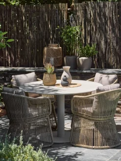 VAMDRUP + STORDALENVAMDRUP Ø120 table beige + 4 STORDALEN chaises naturel