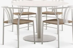 VAMDRUP + TAGMARKVAMDRUP Ø120 table + 4 TAGMARK chaises beige