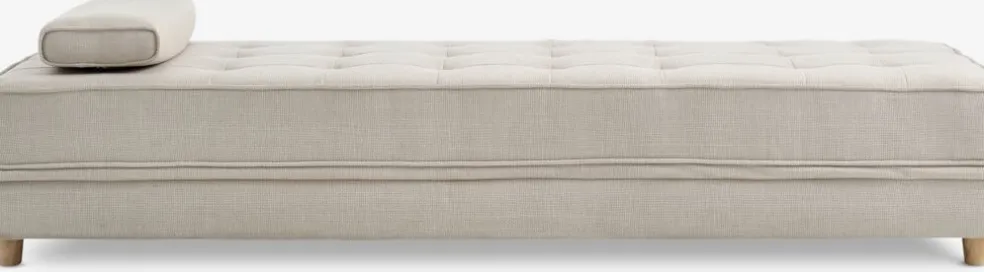 VARMARKBanquette VARMARK 190x76 a/cushion tissu beige/coloris chêne